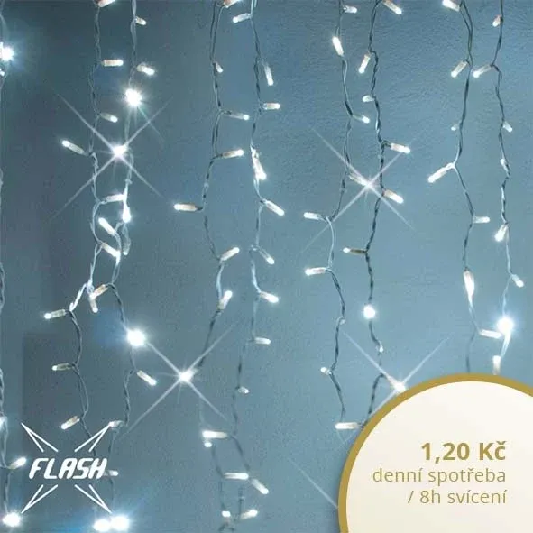 LED světelné záclony, FLASH, 2x3m, ledově bílá, 600 diod, IP67