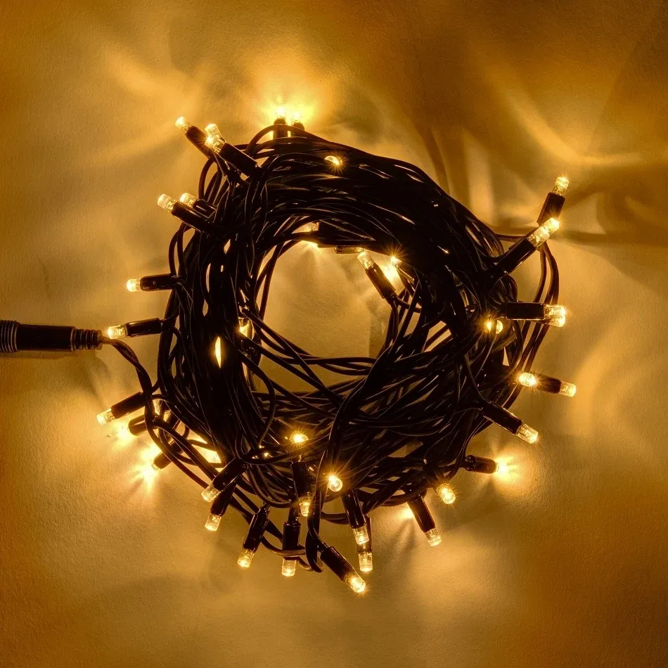 LED světelný řetěz 100m, 36V, 600 diod, teple bílá, černý kabel