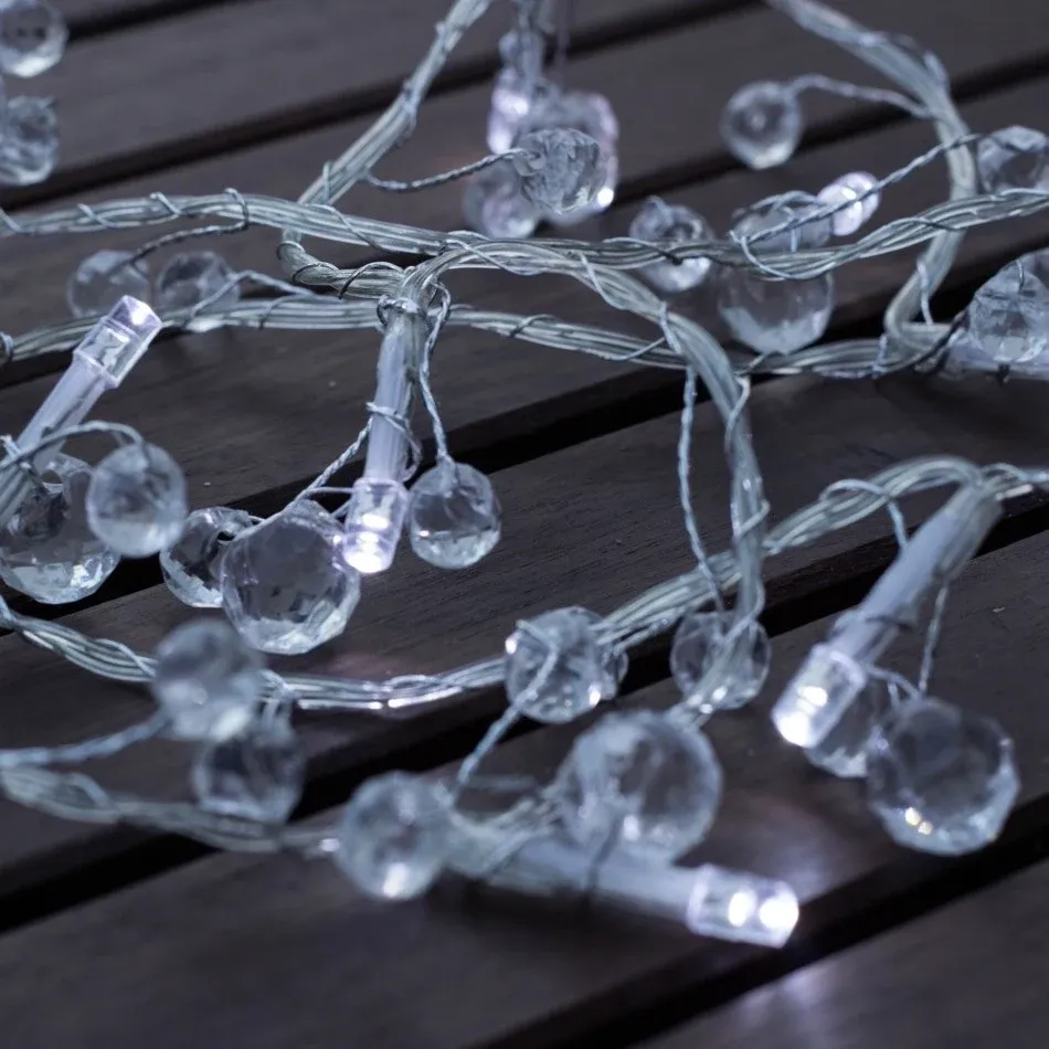 LED světelný řetěz na baterie, Crystal, ledově bílá, 10 diod, 1,3 m