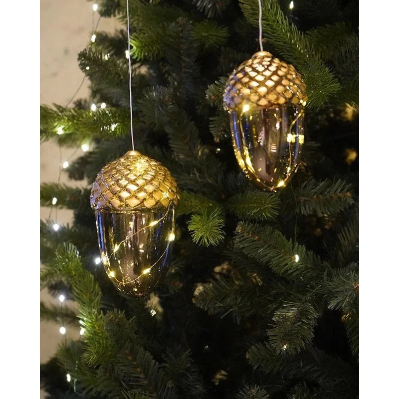 LED závěsná světelná dekorace, žalud ,16 cm, zlatý