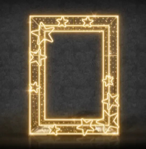 LED světelný fotorám s hvězdami, teple bílá, 180x230x100 cm, 36V, 71W, 78kg, 4 díly
