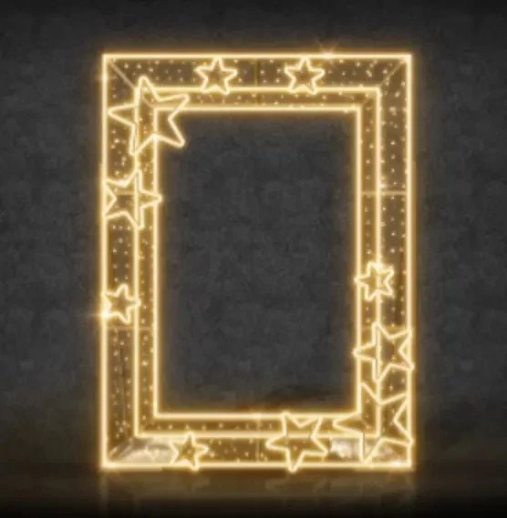 LED světelný fotorám s hvězdami, teple bílá, 180x230x100 cm, 36V, 71W, 78kg, 4 díly