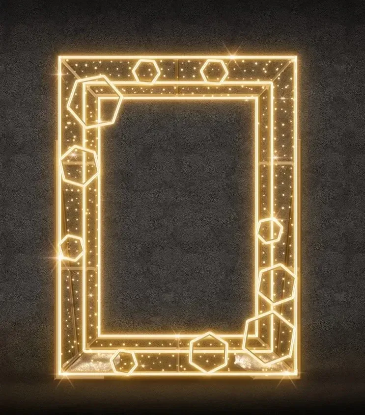 LED světelný fotorám, 170 x 230 x 90 cm, teple bílá, 230V, ze 3 dílů