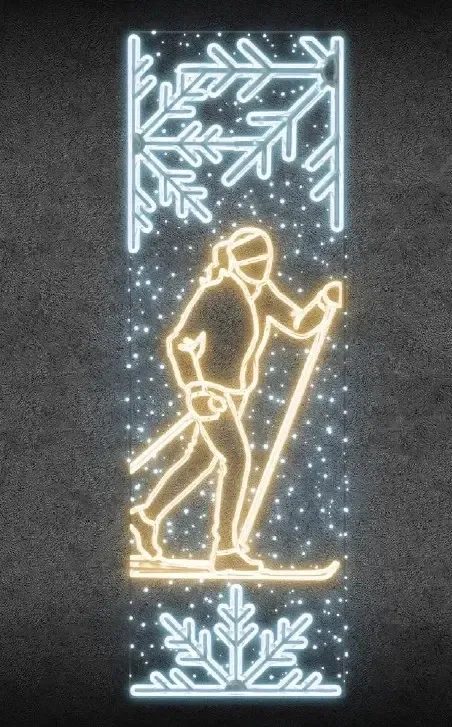 LED světelný banner - bežkařka, 80 x 247 cm, teple a ledově bílá (kopie)