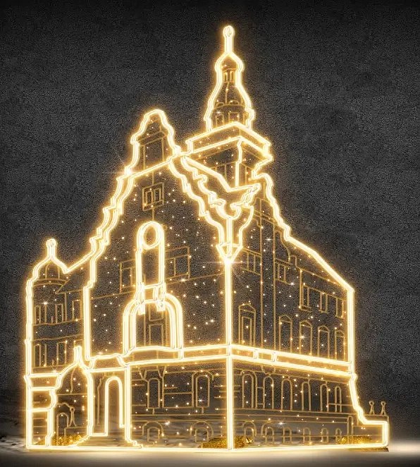 LED světelná radnice, 256 x 298 cm, teple bílá