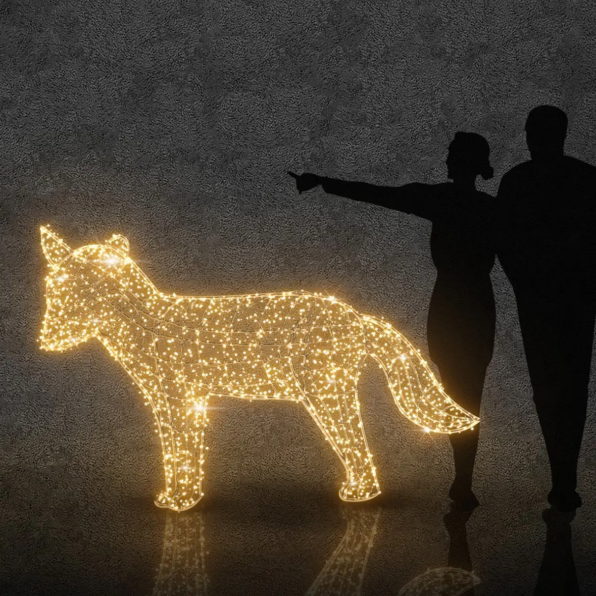 3D LED světelné lišče 130 ×  ×  cm, teple bílá s Flash