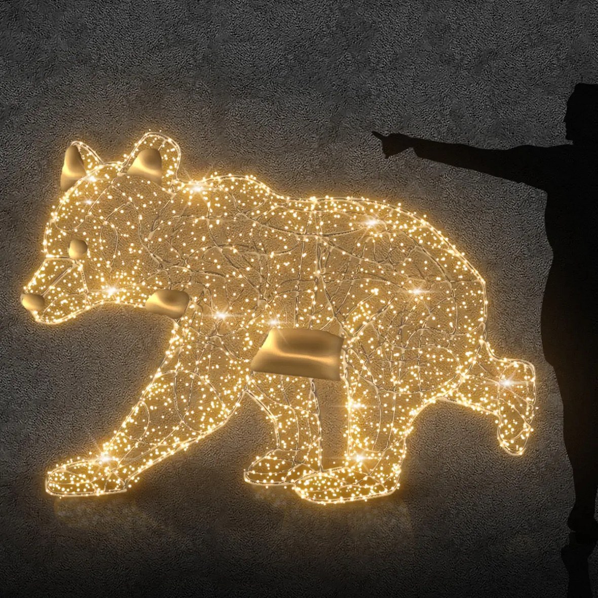 3D LED světelné medvídě 160 ×  ×  cm, teple bílá, 36 V, 28,8 V, 16,6 kg