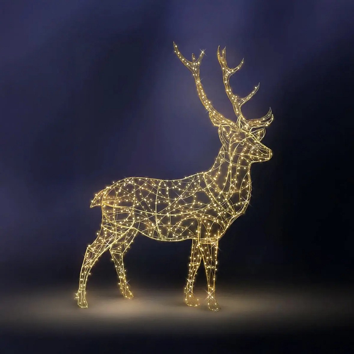 3D LED světelný jelen, 200 cm, teple bílá, ze 2 dílů, 36 V, 24,5 W, 18,3 kg