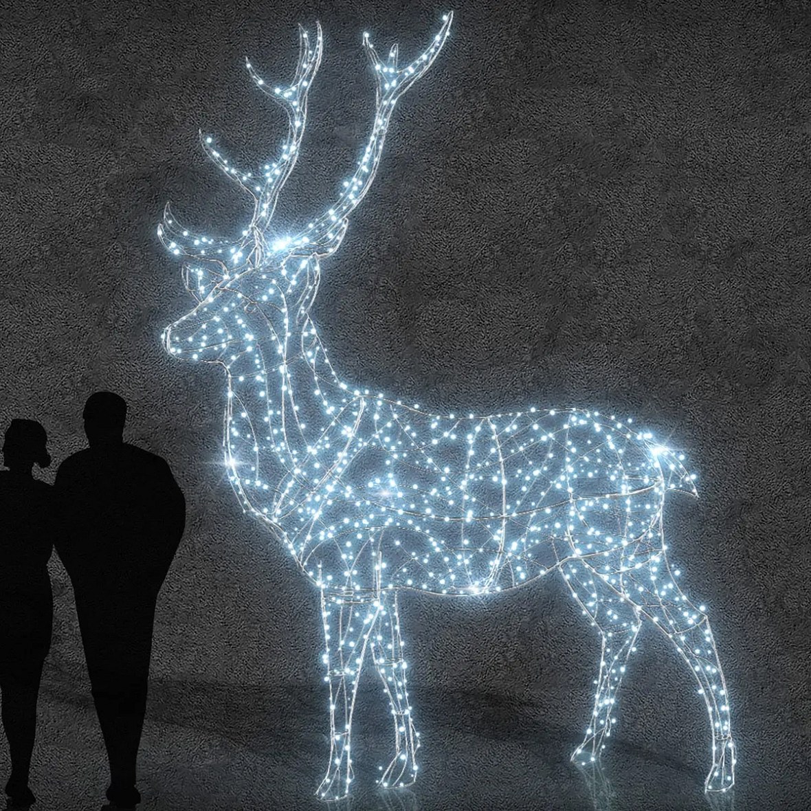 3D LED světelný jelen, 350 ×  ×  cm, 36 V, 40,3 W, ledově bílá, ze 4 dílů