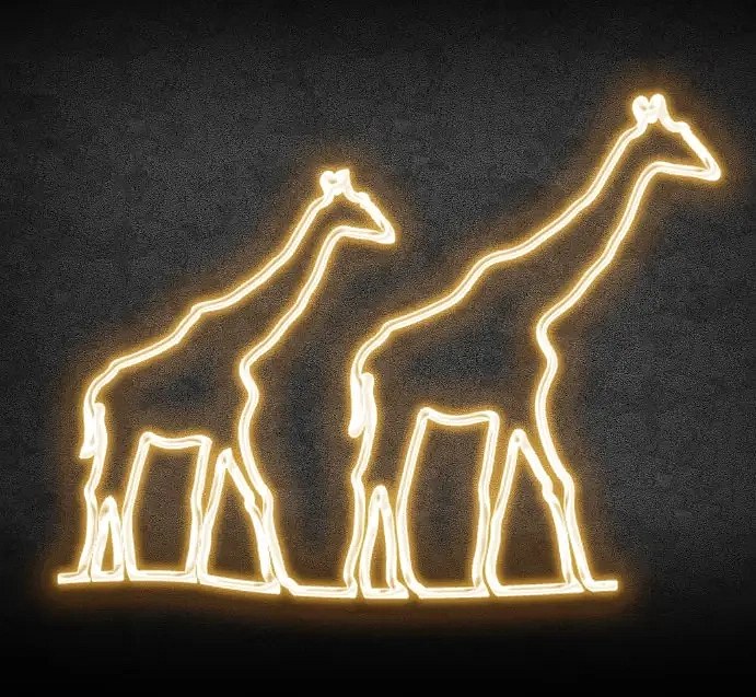 2D LED sestava žiraf, 339 x 300 cm, teple bílá, 36 V, 36,8 W, z 13 dílů, stojící