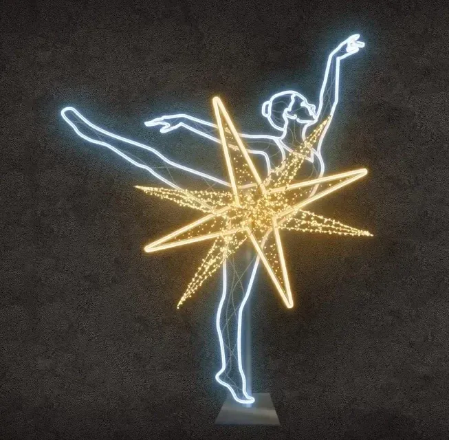 2D LED světelná baletka IV, 205 x 240 cm, teple a ledově bílá, 36 V, 23,6 W, 34,3 kg z 5 dílů, stojící