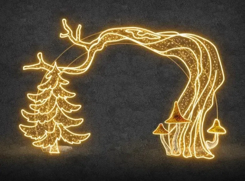 2D LED světelná brána stromy, 450 × 295 cm, teple bílá, stojící - chybí foto