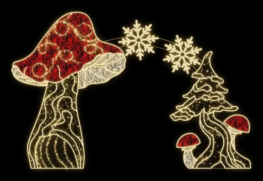2D LED světelná brána, 610 x 400 cm, teple bílá, stojící