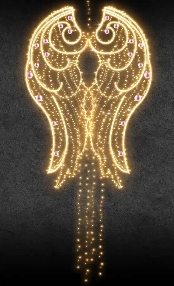 2D LED světelná křídla, 125 x 180 cm, teple bílá s krystalem, 24 V, 42,1 W, 16,2 kg