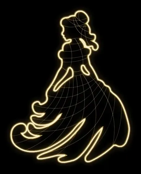 2D LED světelná princezna, 155 x 185 x 60 cm, teple bílá, 230 V, 64,4 W, 12,32 kg, ze 2 dílů, stojící