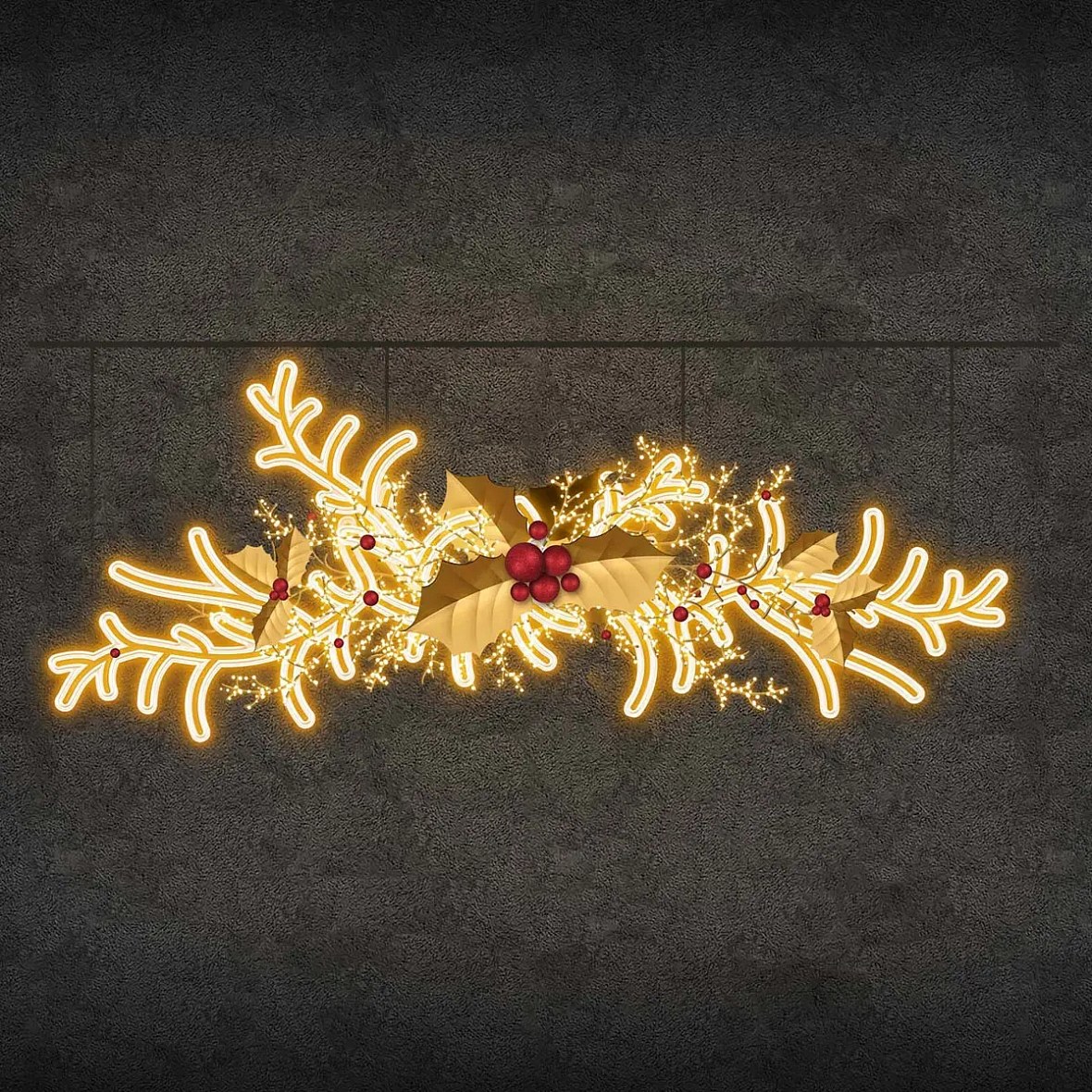 2D LED světelný převěs větvičky 245 × 100 × 15 cm, teple bílá, 230 V, 96,8 W, 12,4 kg