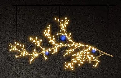 2D LED světelná větvička,182 x 97 x 10 cm, teple bílá, 24V, 6,4 W, 5,94 kg, ze 3 dílů