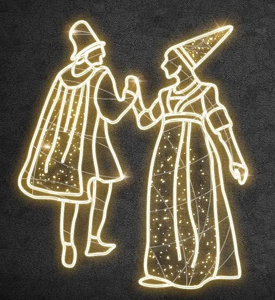2D LED světelní tanečníci, 205 x 170 cm, teple bílá, 36 V, 16,8 W, 10 kg, 6 dílů, stojící