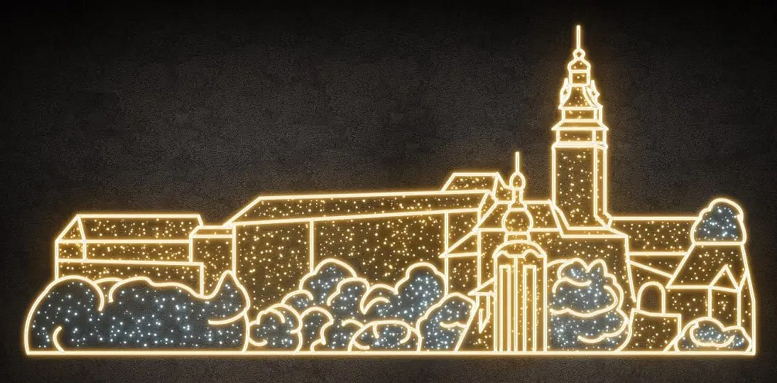 2D LED světelný Krumlov, 315 x 700 cm, teple bílá, 36V, 145,9W, 80,9kg, 22 dílů, stojící