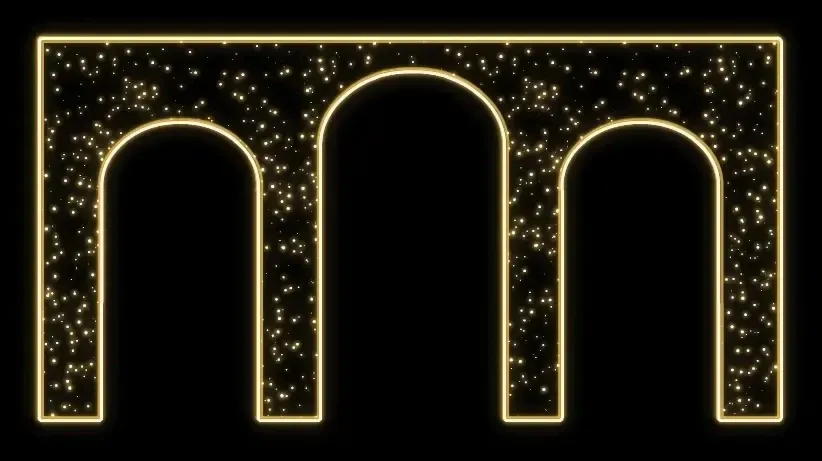 2D LED světelný dekor s oblouky, 400 x 220 cm, teple bílá, 36 V, 37,8 W, 18,7 kg, ze 3 dílů, stojící