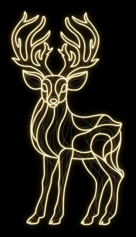 2D LED světelný jelen, 240 x 130 cm, teple bílá, 36V, 42W, 19kg, 2 díl, stojící