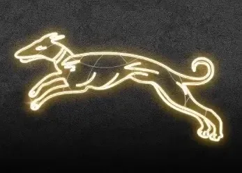 2D LED světelný pes II, 85 × 150 cm, teple bílá, stojící