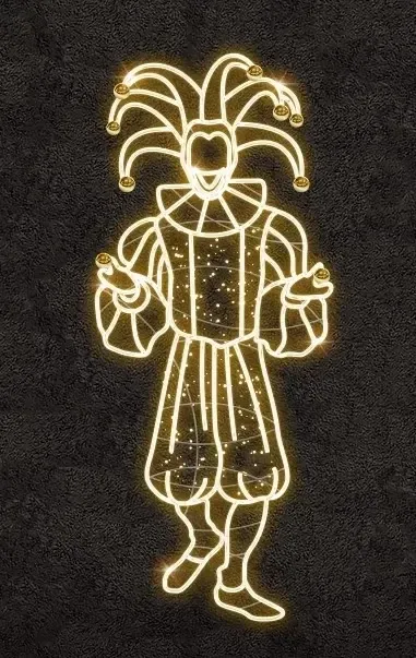 2D LED světelný šašek, 210 x 90 cm, teple bílá, 230 V, 82,7 W, 7 kg, 4 díly, stojící
