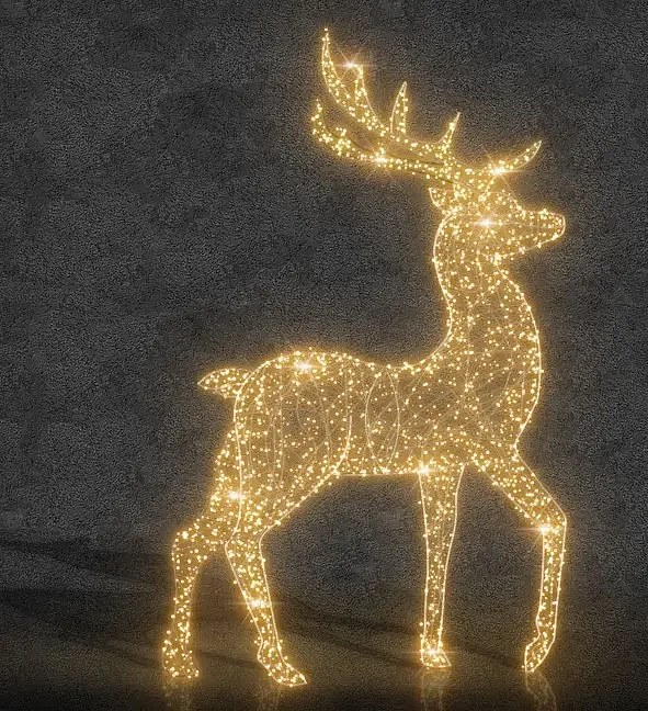 3D LED světelný jelen 400 × 250 × 60 cm, teple bílá, 36 V, 57 W, z 10 dílů