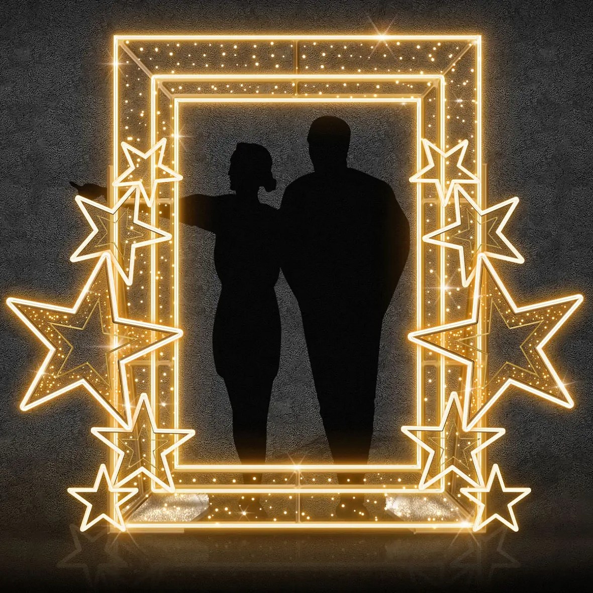 2D LED světelný rám, 255 × 220 cm, teple bílá