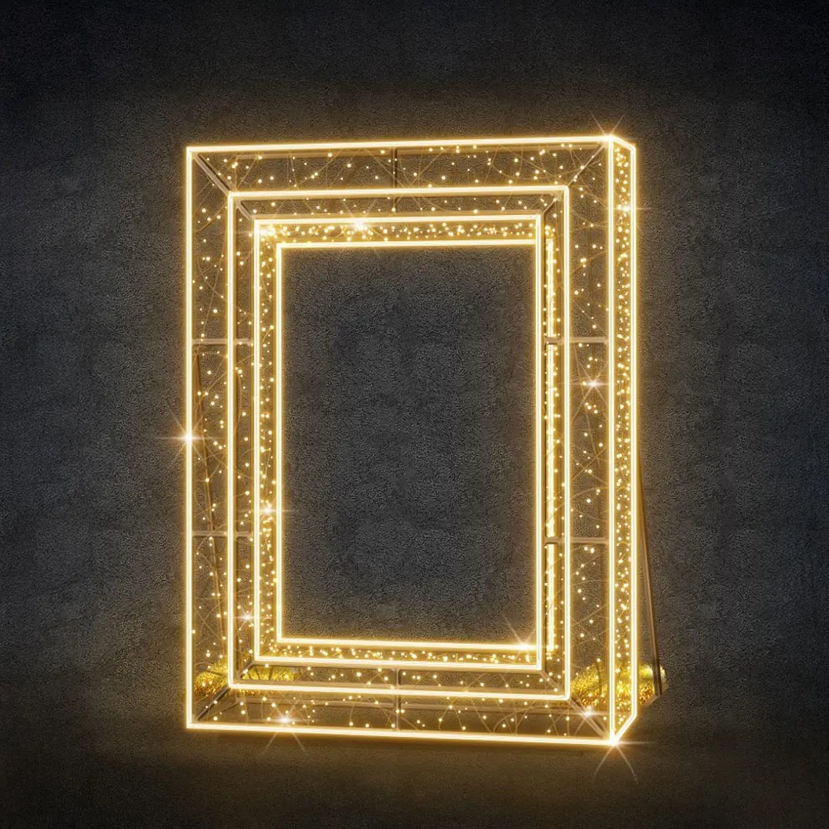 3D LED světelný rám, 170 × 230 × 20 cm, teple bílá, 36 V, 89 W, 66 kg, ze 3 dílů