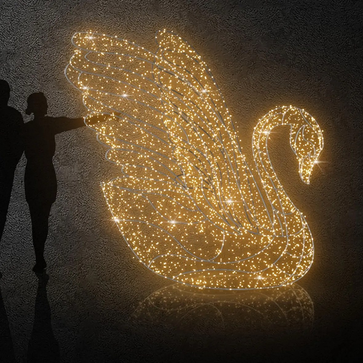 3D LED světelná labuť 250 cm, teple bílá, 36 V, 115,2 W, 90,2 kg, ze 4 dílů