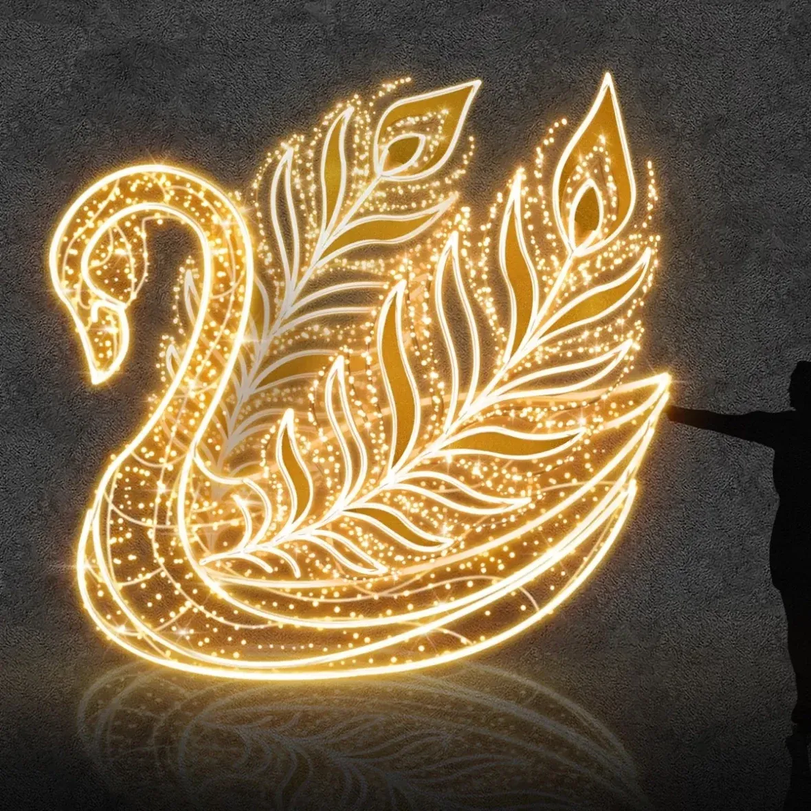 3D LED světelná labuť 400 × 350 × 220 cm, teple bílá, 36 V, 168,5 W, 7 dílů