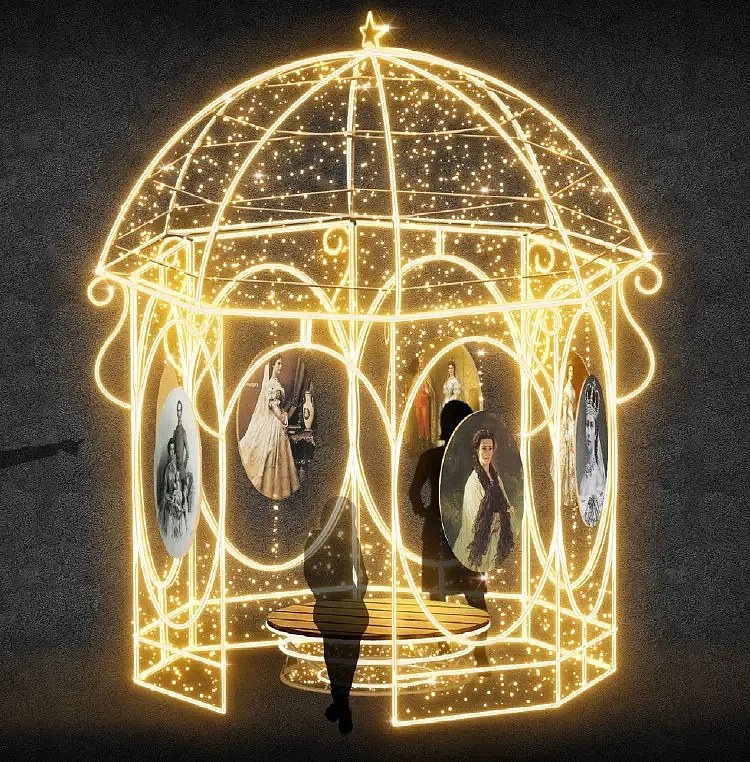 LED Altán Sissi, 430x340x340 cm, bílá teplá, 36V, 300W ,100kg,18 dílů