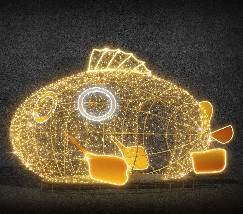 LED světelná ponorka, 600 x 350 x 270 cm, teple bílá, 230V, 277W, 19 dílů