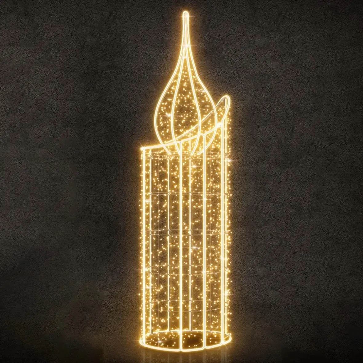3D LED světelná svíčka, 70 × 255 × 70 cm, teple bílá s Flash efektem, 230 V, ze 2 dílů