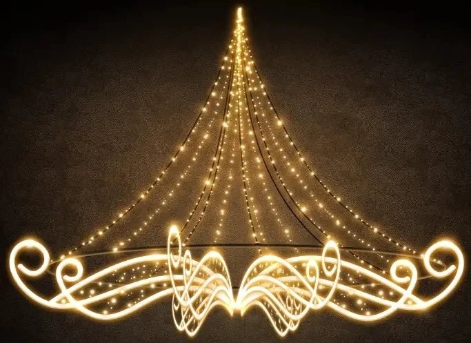LED světelný lustr, 360 x 250 x 360 cm, teple bílá, 23036V, 370,8 W, 60,9 kg, z 14 dílů