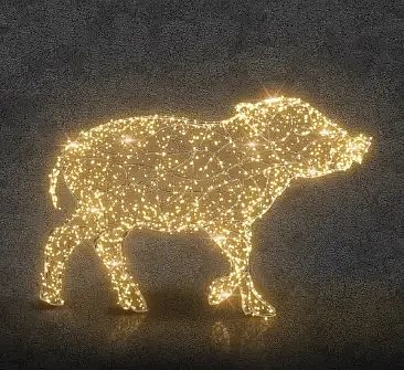 LED světelný mládě divočáka, 95 x 150 x 50 cm, teple bílá, 36V, 28,2W, 10 kg, 2 díly