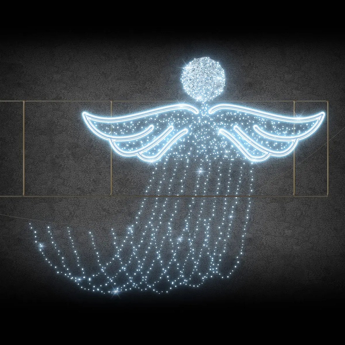3D LED světelný anděl v rámu 400 × 100 × 25 cm, ledově bílá, 230 V, 10 kg, 1 díl