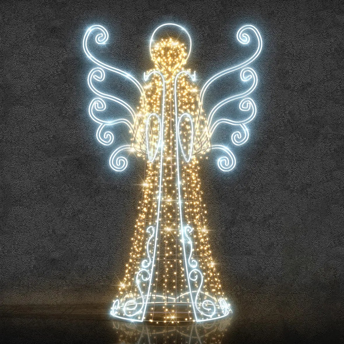 LED světelný anděl, 350 cm, teple bílá