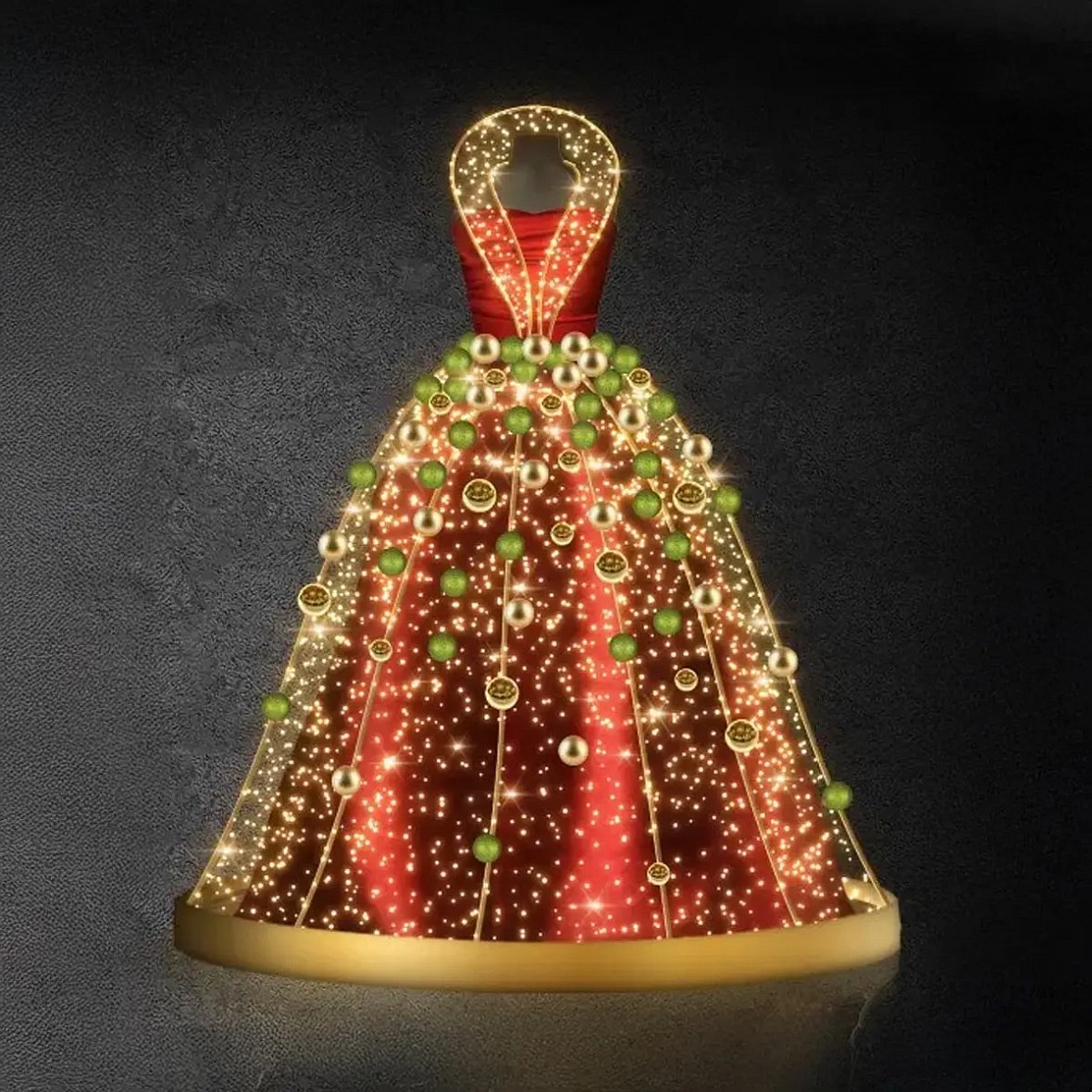 3D LED světelné šaty, 170 × 170 cm, teple bílá, 24 V, 8,8 W, 10 kg, 4 díly