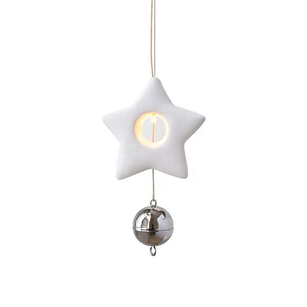 LED závěsná dekorace hvězda 8 cm, na baterie CR2032