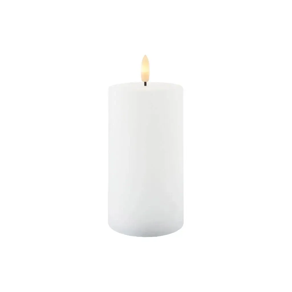 LED svíčka z pravého vosku Sille, 7,5 × 15 cm, bílá, dobíjecí