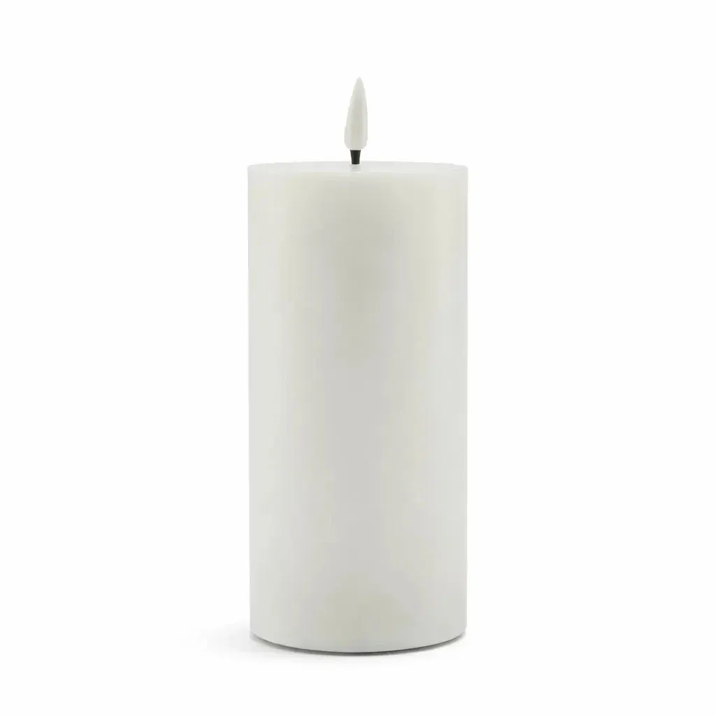 LED svíčka z pravého vosku na baterie 7,5 × 15 cm, bílá, 2× AA