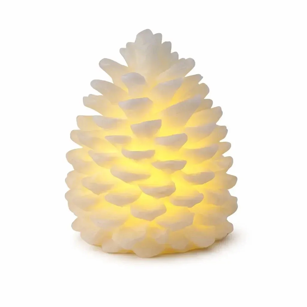 LED svíčka z pravého vosku na baterii šiška, 10 × 13 cm, bílá, CR2032