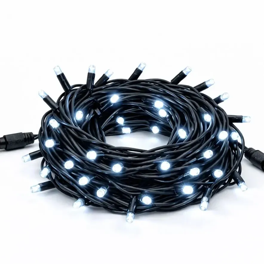 Easy Fix LED světelný řetěz 5 m venkovní ledově bílá s FLASH, 60 diod, černý kabel IP67