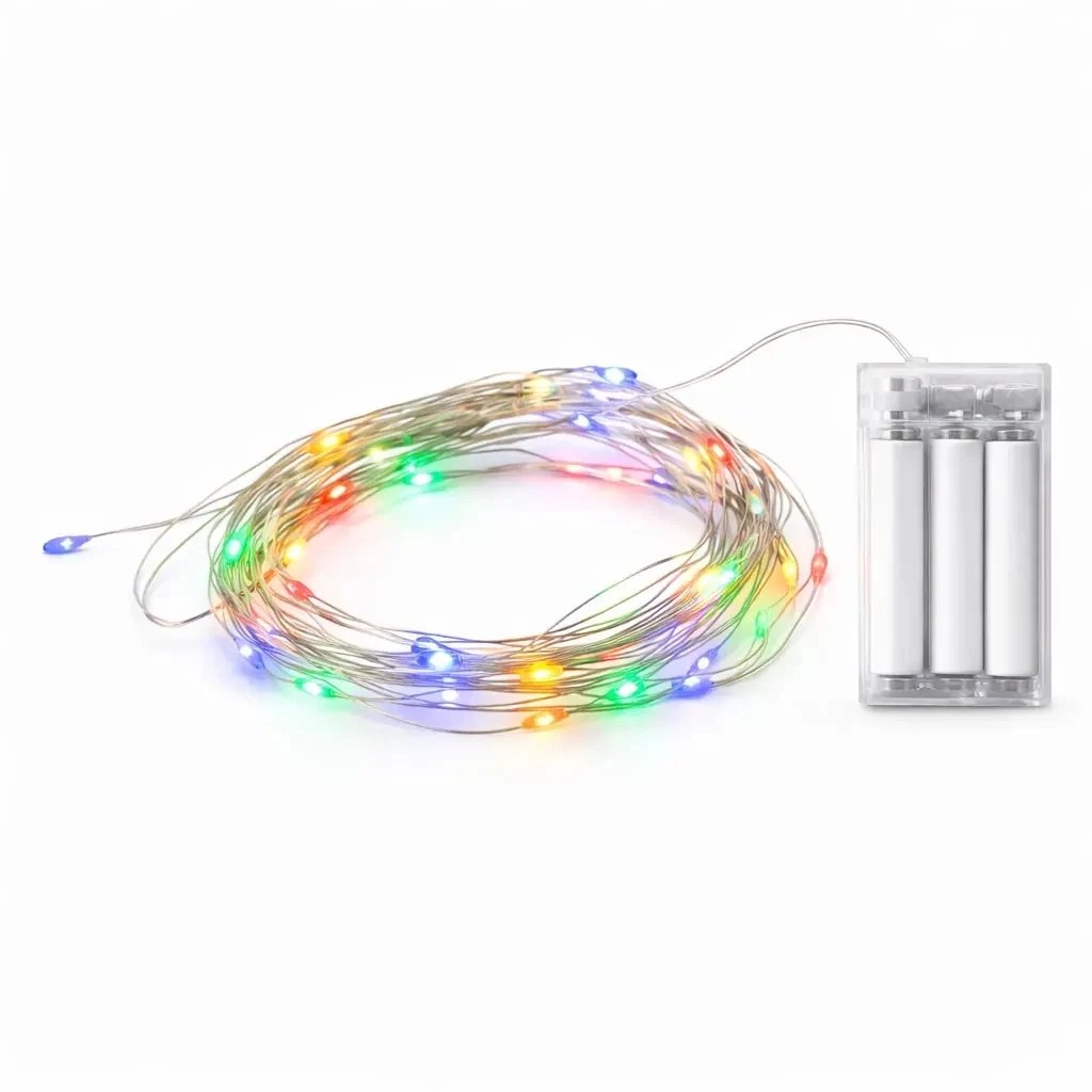 LED světýlka na baterie 2,3 m barevná, 20 diod, IP20 interiér, 3× AA