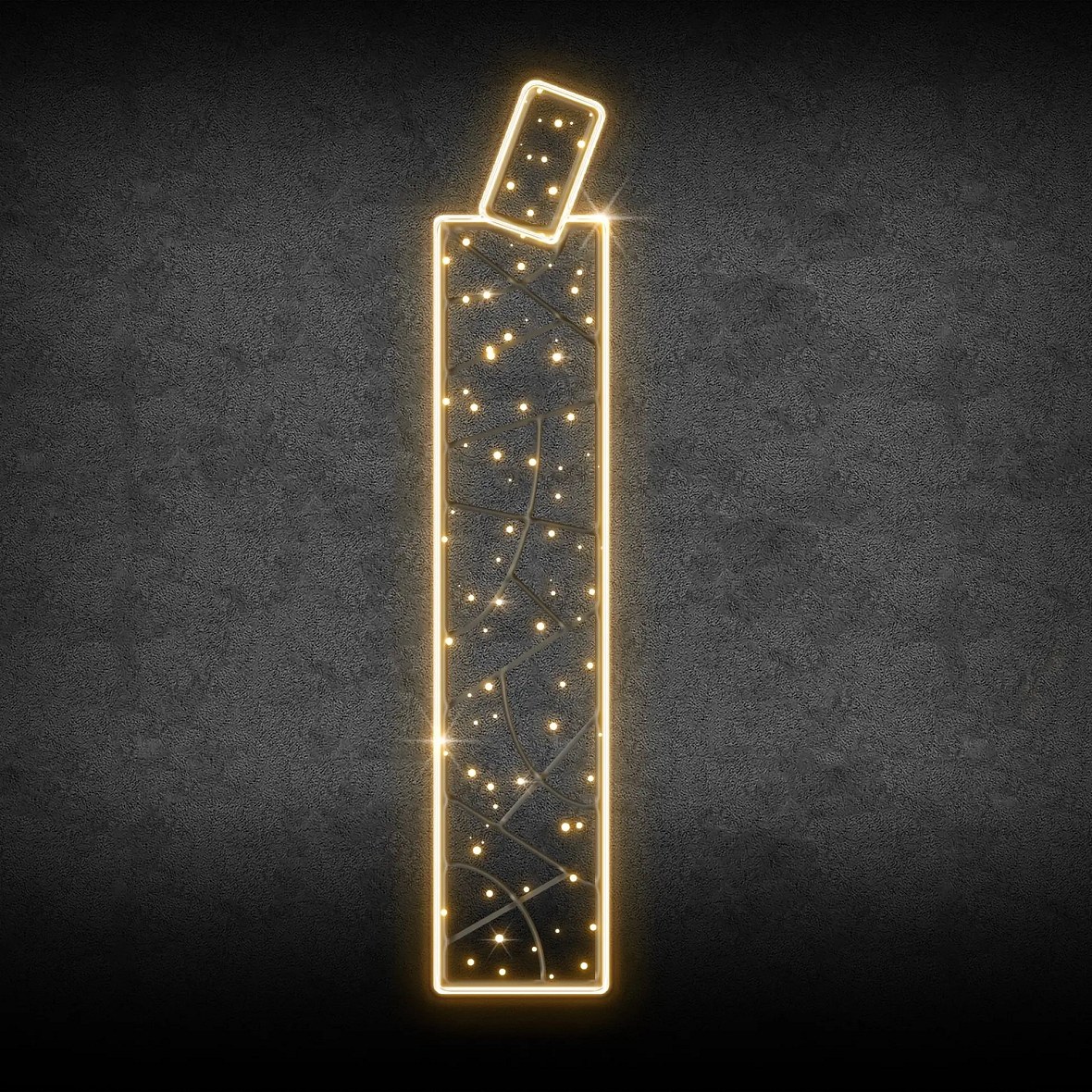 2D LED světelné písmeno Í, výška 150 cm, teple bílá