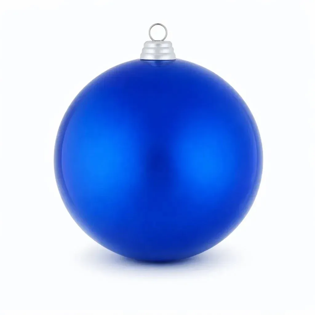 Velká vánoční koule 20 cm, modrá lesklá, plastová, venkovní