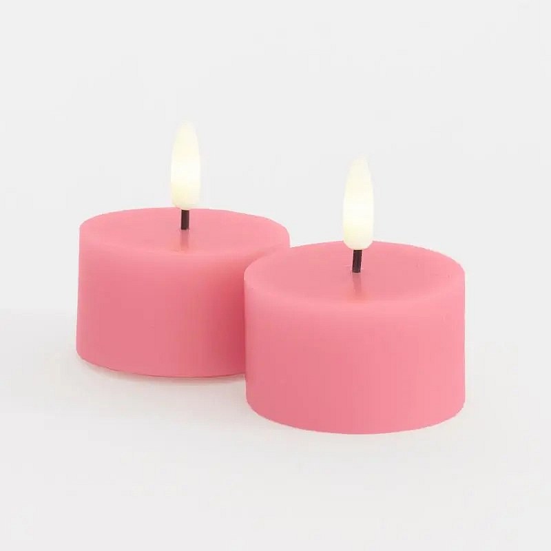 Sada LED voskových čajových svíček Sille Tealight, Ø6 × 3,4 cm, starorůžová, 2 kusy