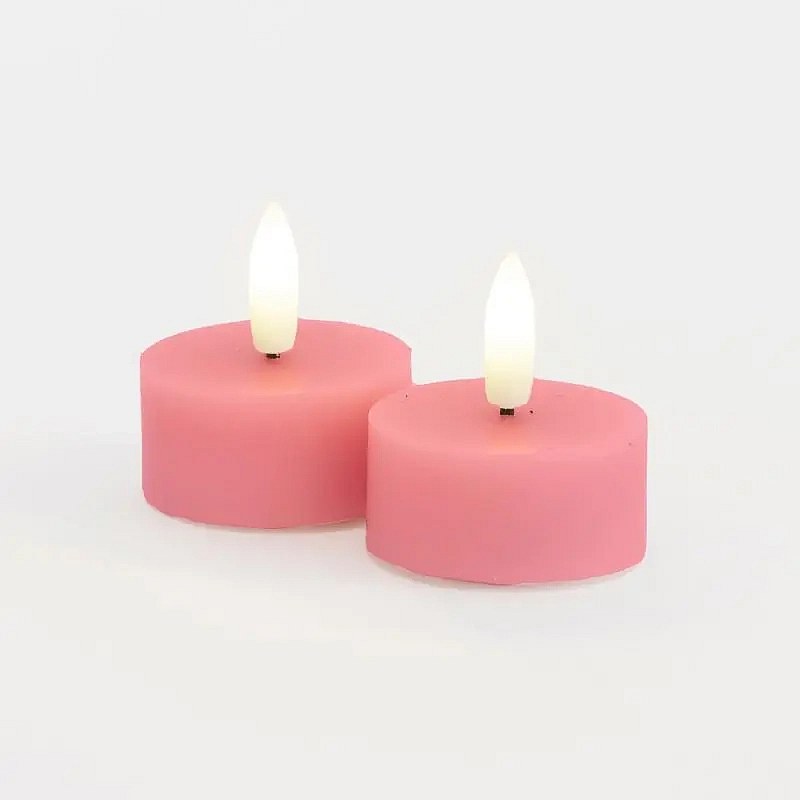 Sada LED voskových čajových svíček Sille Tealight, Ø4,5 × 2,2 cm, starorůžové, 2 kusy